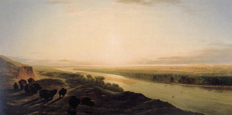 Jean-Baptiste Deshays A Herd of Bison Crossing the Missouri River Germany oil painting art